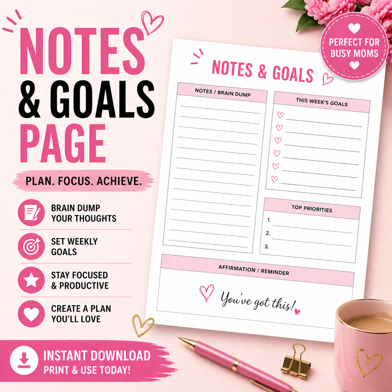 Weekly Reset & Glow-Up Planner | Printable Planner Bundle | Habit Tracker, Routine Planner, Budget Sheet | Digital Download