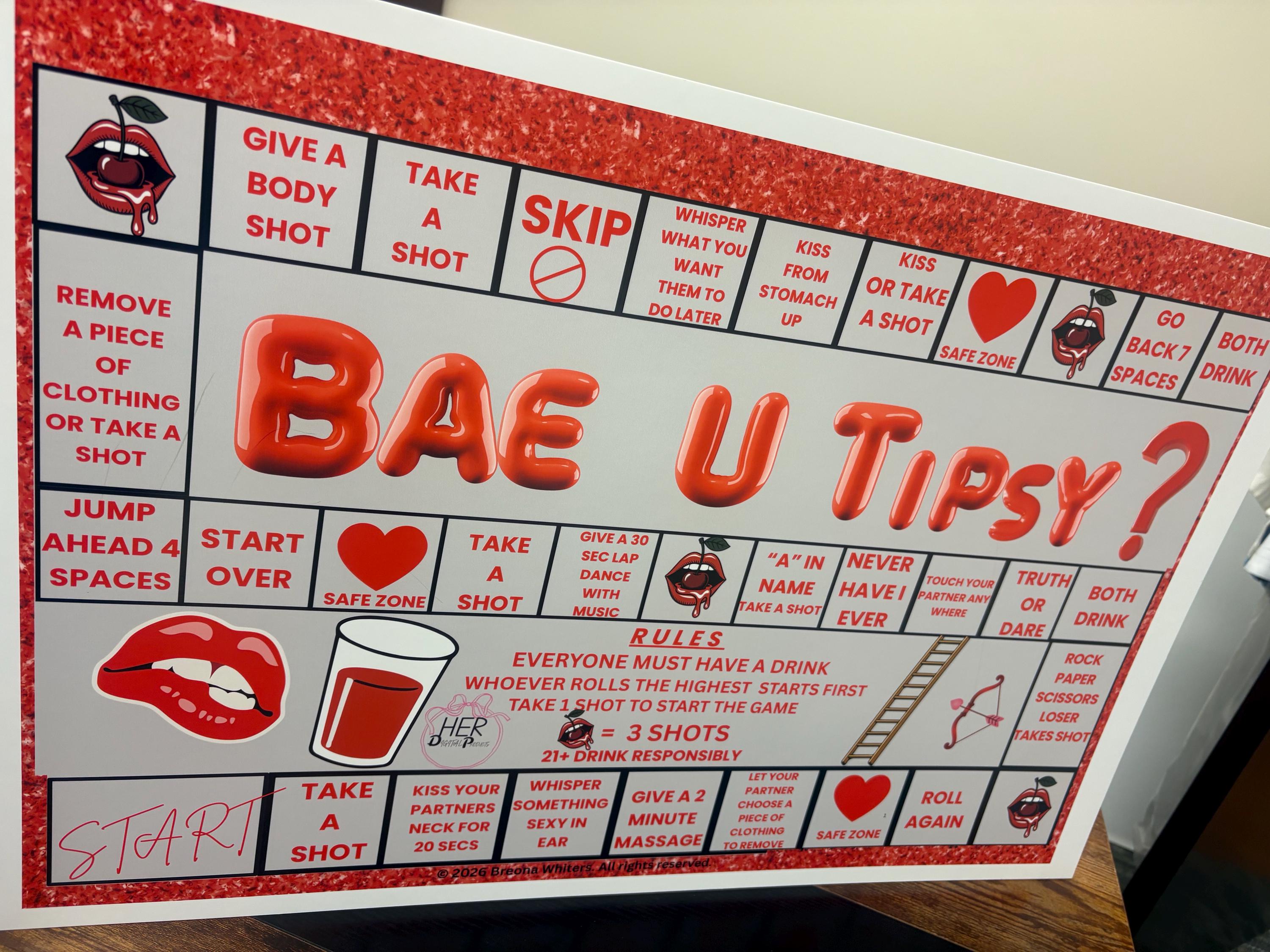 Bae U Tipsy Drinking Game Template