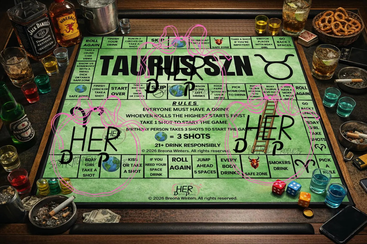 TAURUS SEASON Drinking Board Game Template